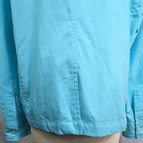 Dialogue Shacket Blazer Womens 12 Aqua Lined Button Up Long Sleeve Front Pockets - Picture 6 of 14